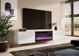 RTV-skab SLIDE 200K med elektrisk pejs 200x40x37 cm helt i hvid hjglans #3
