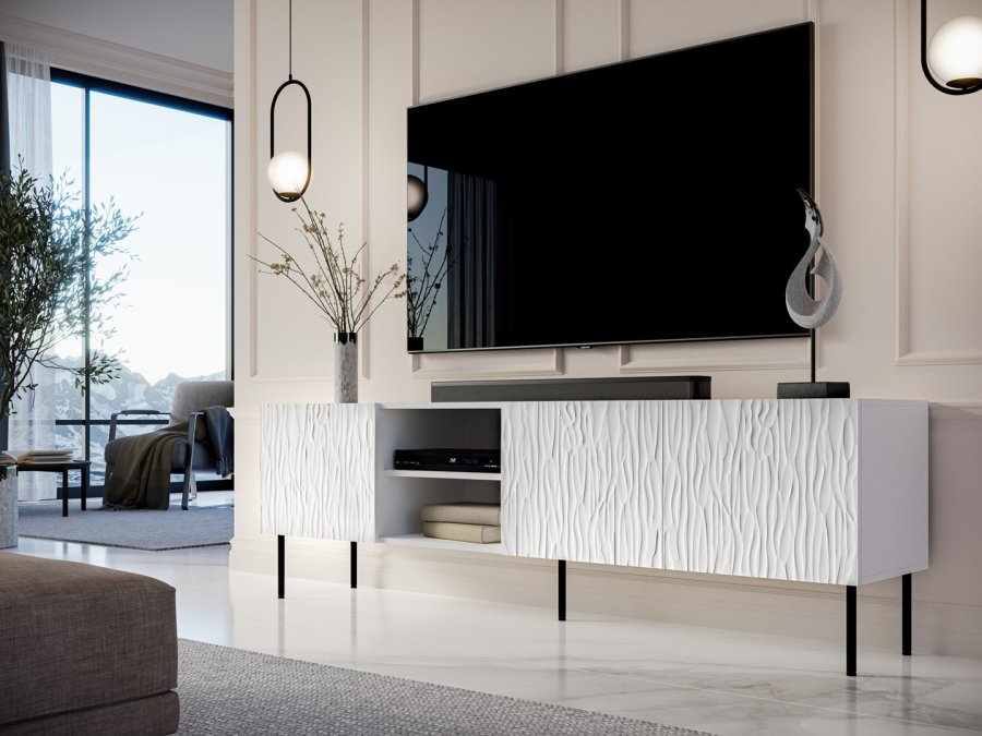 RTV JUNGLE kabinet 190x40,5x59,5 hvid mat + sorte ben #5