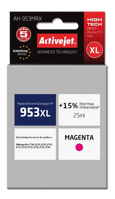 Activejet AH-953MRX Blk (erstatning HP 953XL F6U17AE; Premium; 25 ml; rd) #1