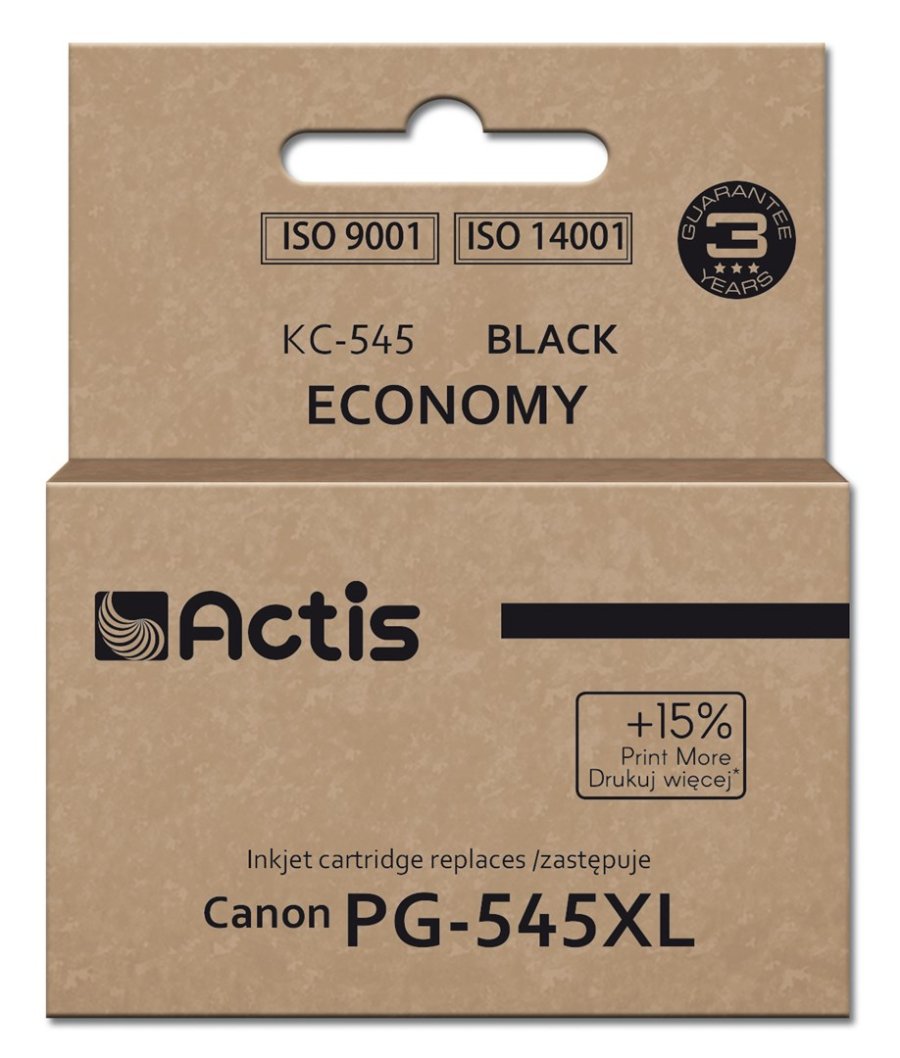 Actis KH-303BKR blk til Canon printer, erstatning for Canon PG-545XL; Supreme; 15 ml; 207 sider; sort. Udskriver 15 % mere end OEM. #1