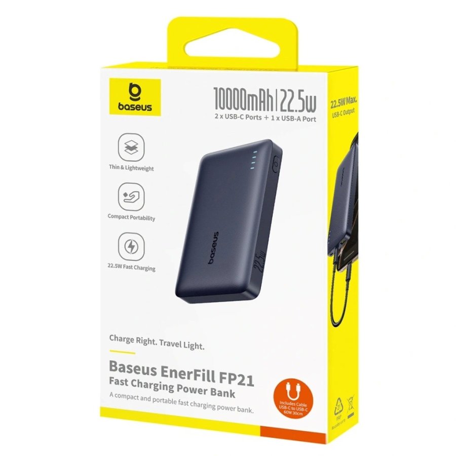Baseus EnerFill FP21 Powerbank 22,5 W USB-A - USB-C 10000 mAh Sort #6