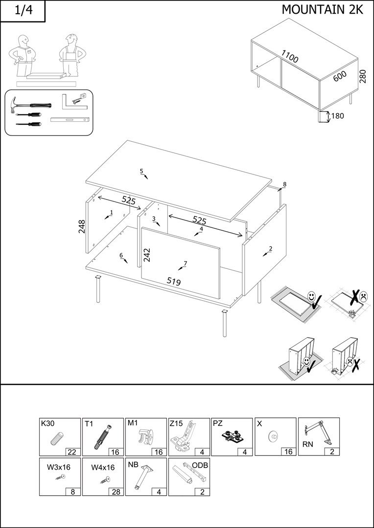 Cama MOUNTAIN 207005 kaffe-, side- & endebord Kaffebord Rektangul�r form 4 ben #4