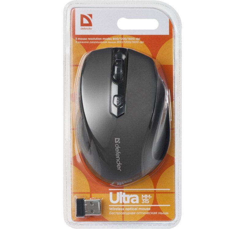 MOUSE  DEFENDER ULTRA MM-315 RF  SORT OPTISK 1600DPI 6P #3