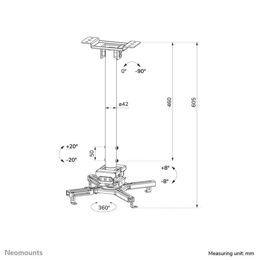 Neomounts CL25-540WH1 monteringsbeslag til projektor Loft Hvid #10