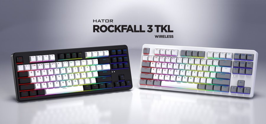 HATOR Rockfall 3 TKL Wireless tastatur Universel USB + RF Wireless + Bluetooth QWERTY Engelsk Hvid #13