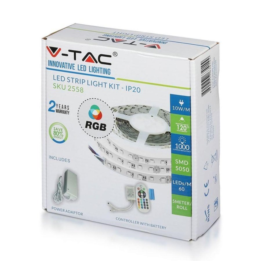 LED-strimmel V-TAC VT-5050 60 IP20-RGB SMD5050 12V 230V IP20 10W/m 1000lm (SKU 2558) #3