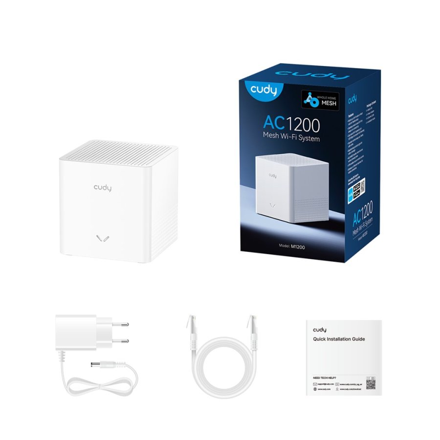 Cudy AC1200 Mesh Wi-Fi System, M1200 2.0, 1-Pack Dual-band (2,4 GHz / 5 GHz) Wi-Fi 5 (802.11ac) Hvid Intern #5