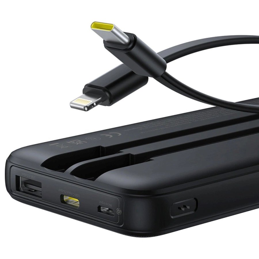 Baseus Lipow Powerbank med dobbelt indbygget kabel og display 10000 mAh 22,5 W Sort #5