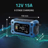 Qoltec 52496 Oplader 12V 15A | Ensretter med reparationsfunktion og opretholdelse af str�mforsyning under batteriudskiftning | til AGM GEL LiFePO4 | LCD #6
