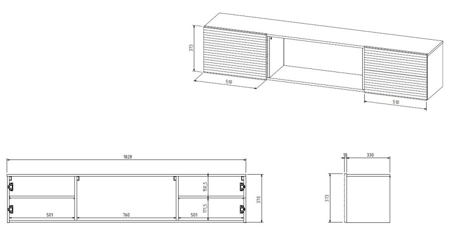 Cama RTV-skab TULA 183x35x37 hvid mat + sort pejs #4