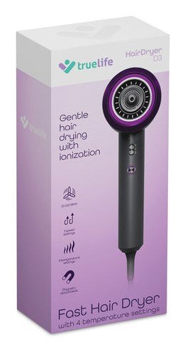 TrueLife HairDryer D3 h�rt�rrer 1800 W Sort #2
