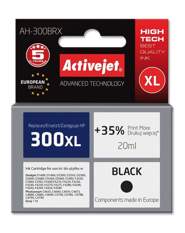 Activejet AH-300BRX blk (erstatning HP 300XL CC641EE; Premium; 20 ml; sort) #1