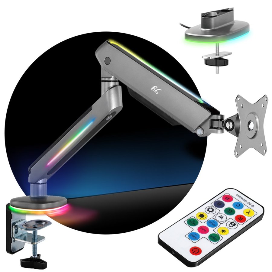 NanoRS gaming monitor mount, RGB LED-baggrundsbelysning, 17-32, maks. 9 kg, VESA 75x75 / 100x100, RS165 #1