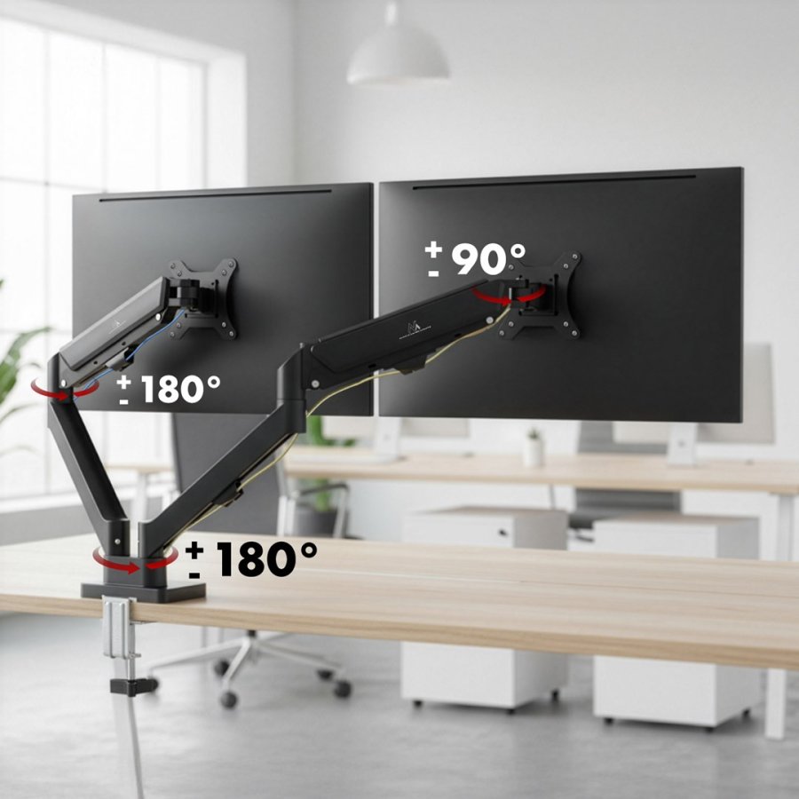 Maclean-holder til 2 sk�rme, gasfjeder, 17�-32�, 2-10 kg, sort, MC-134 #11