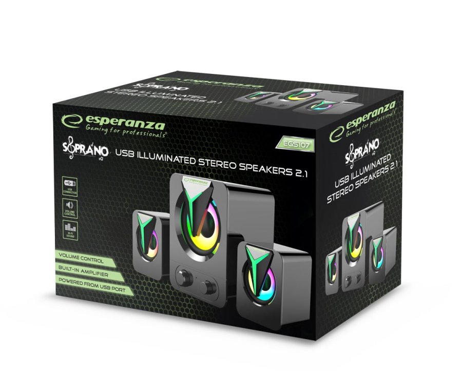 Esperanza EGS107 hjttalere 2.1 USB LED 5 W Sort #4