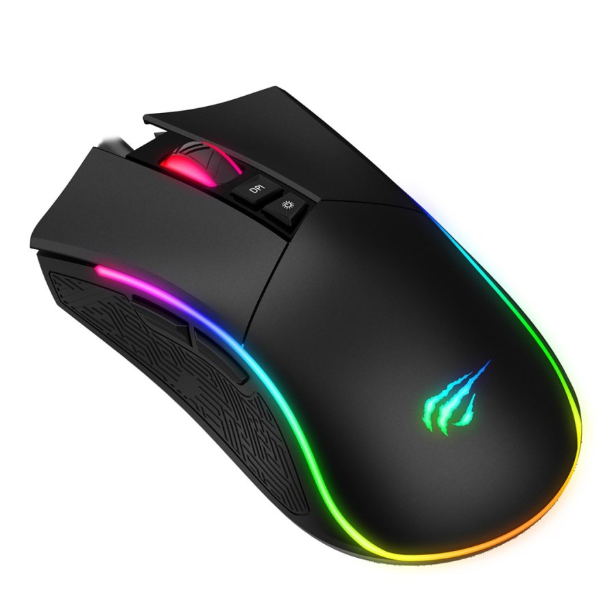 Havit MS1001S - Optisk hjrehnds-gamingmus, USB type A, sort-gr #1