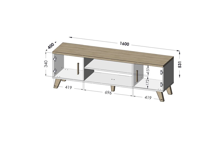 Cama RTV LOTTA 160 2D2K TV stativ & underholdningscenter 2 hylder #2
