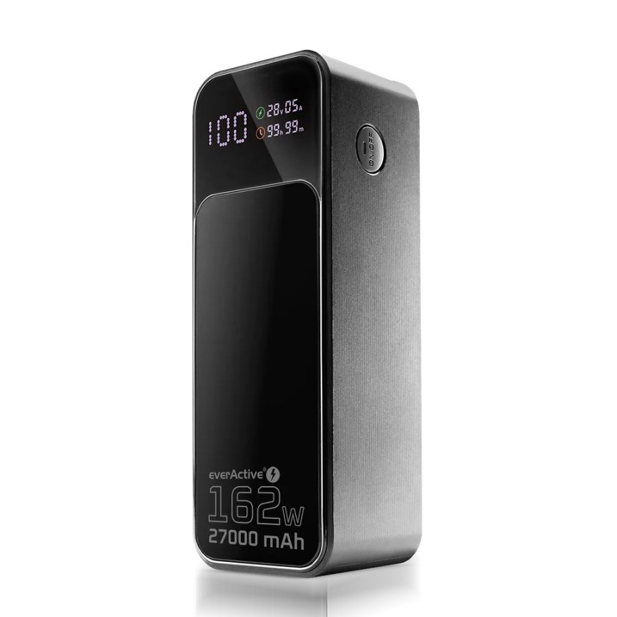 Powerbank 27 000mAh, 1x USB, 2x USB-C, 162,5W, QC4+, flashlight, LCD screen, black #1