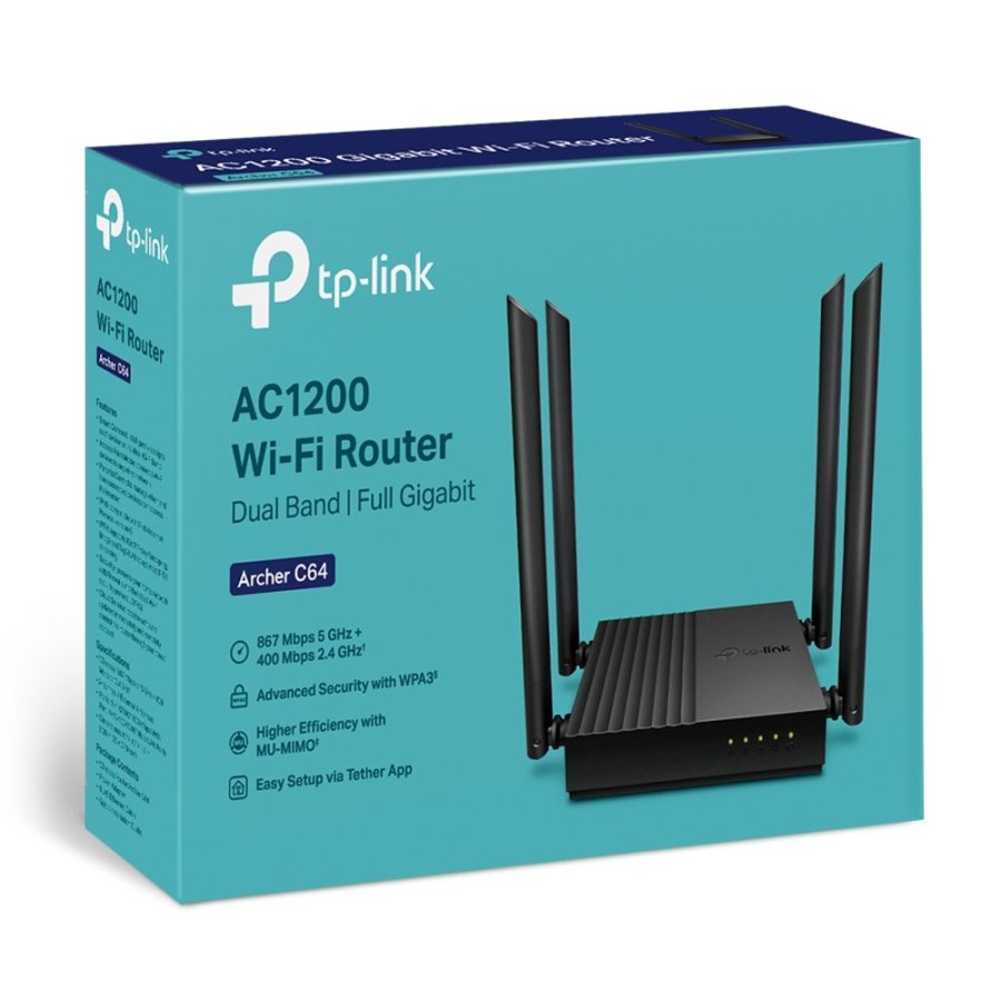 TP-Link Archer C64 tr�dl�s router Gigabit Ethernet Dual-band (2,4 GHz / 5 GHz) Sort #5