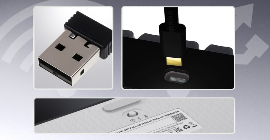 HATOR Skyfall 80 MAG ULTIMA 8K wireless tastatur Spil USB + RF Wireless + Bluetooth QWERTY US engelsk Sort, Hvid #17