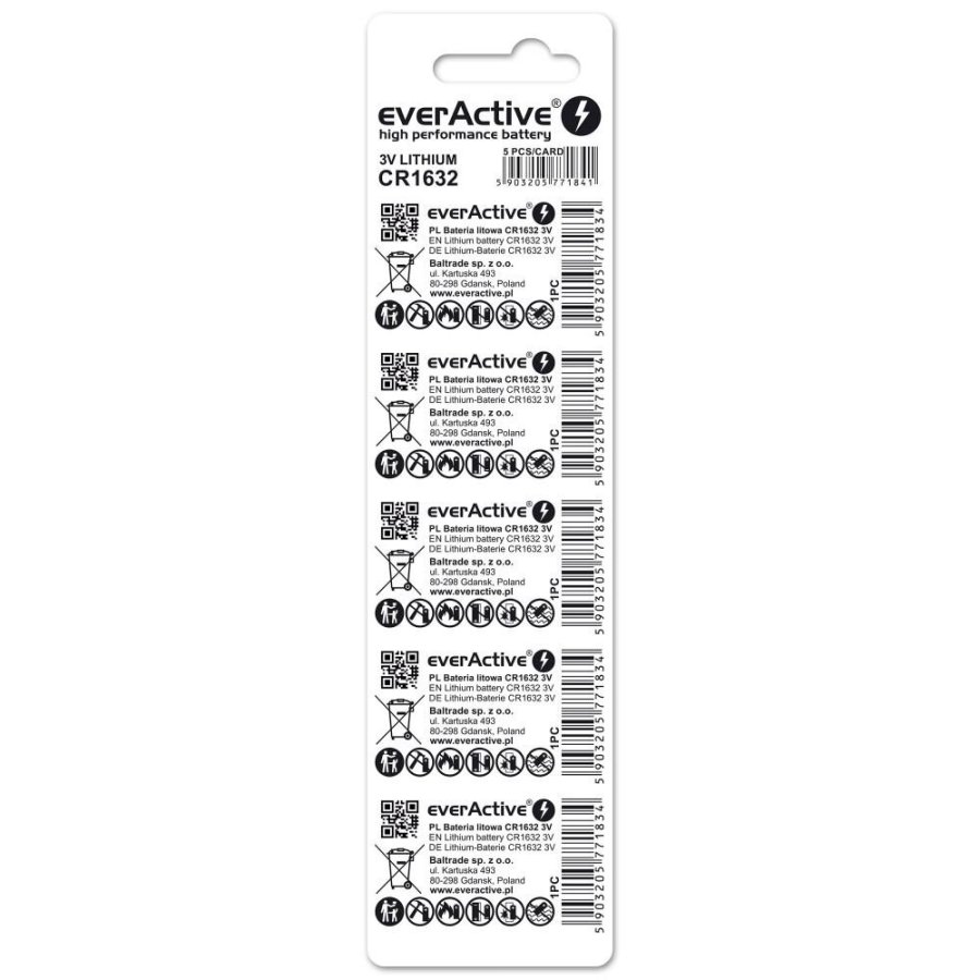 Mini everActive CR1632 lithiumbatteri i blister med 5 stk. #2