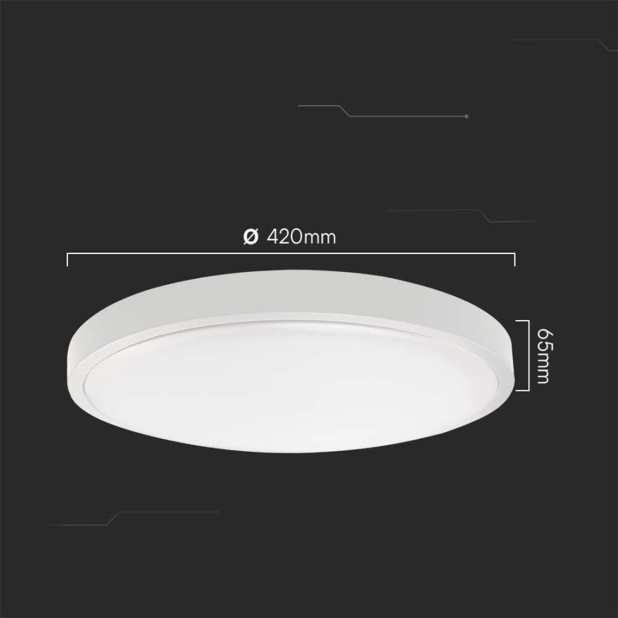 Plafond V-TAC VT-8630S overflademonteret 36W LED IP44 42cm 4000K 3820lm (SKU 76651) Hvid #10