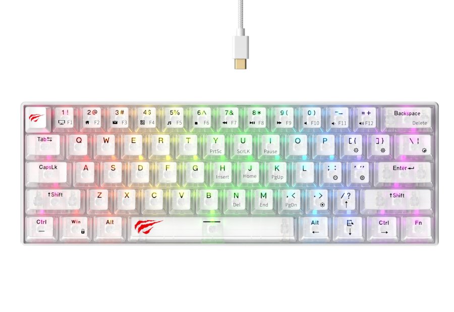 Havit KB903L - gaming-tastatur (gennemsigtig hvid) #1