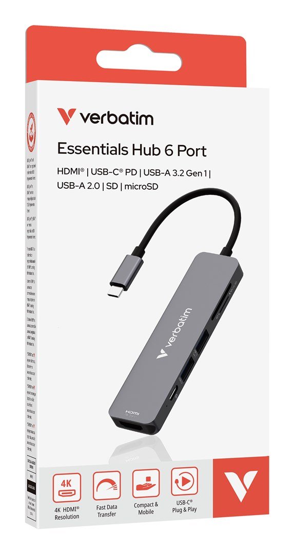 Verbatim 32156 interface hub USB 3.2 Gen 1 (3.1 Gen 1) Type-C 5000 Mbit/s Gr #6