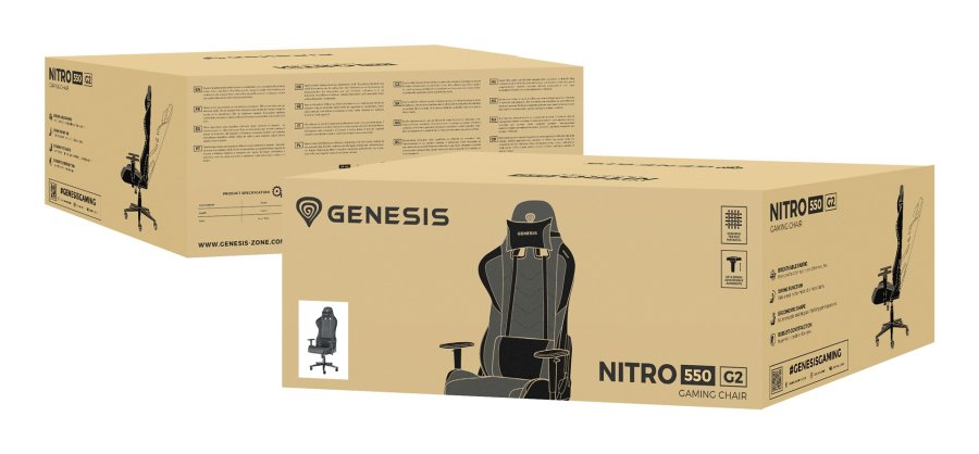 GENESIS Nitro 550 G2 Gaming lnestol Polstret sde Sort, Gr #34