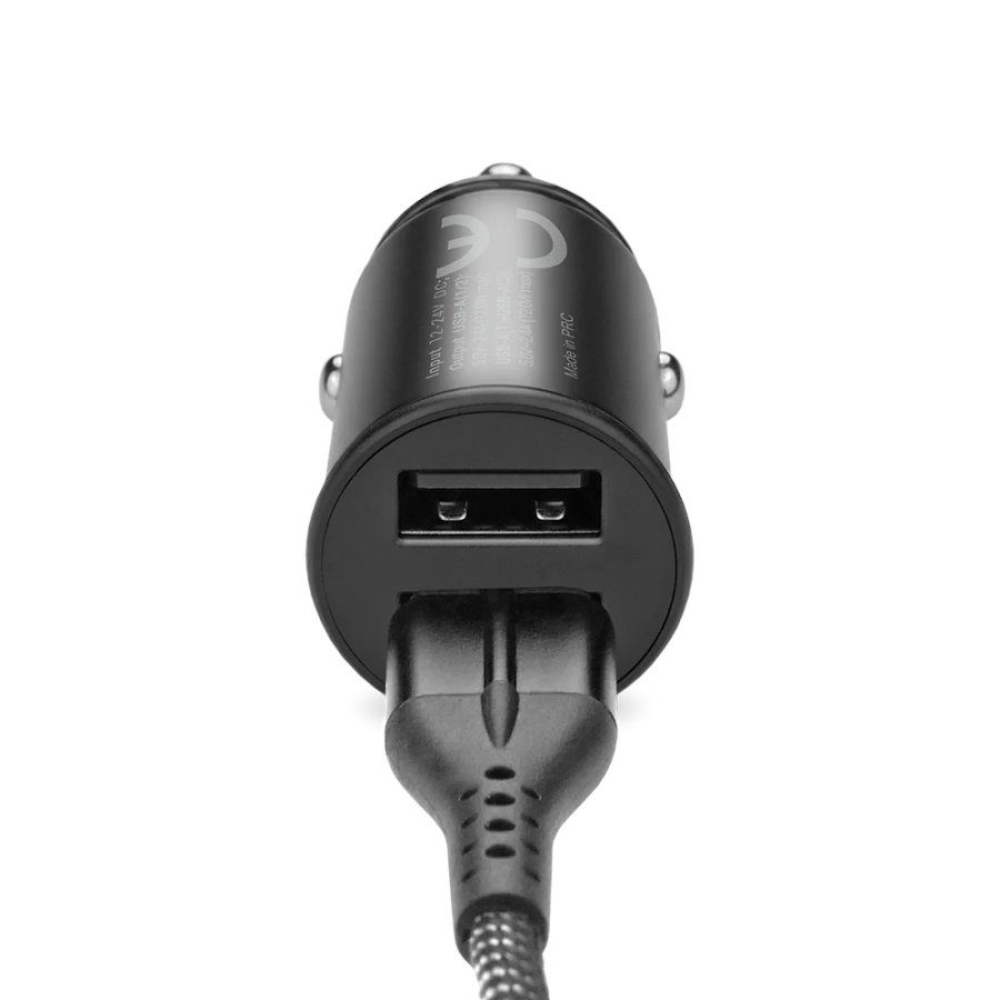 Car charger 2 X USB 12W black + cable USB-C 1m #7