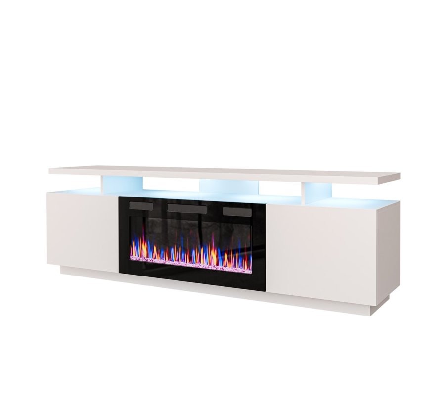 RTV EVA-skab med elektrisk pejs 180x40x52 cm hvid/blank hvid #1