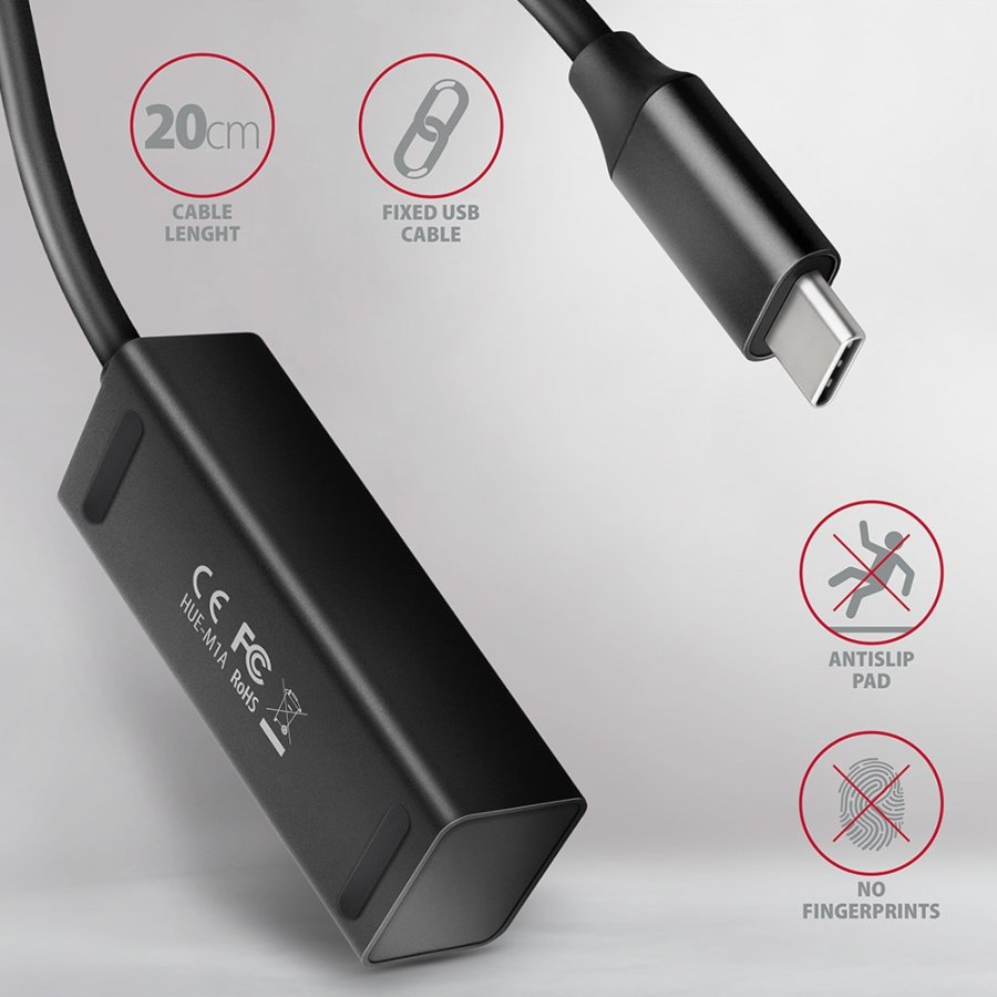 Axagon HUE-M1C interface hub USB 3.2 Gen 1 (3.1 Gen 1) Type-C 5000 Mbit/s Sort #5