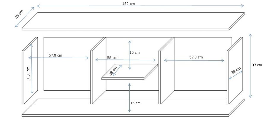 Cama SOHORTV180 LEF TV stativ & underholdningscenter 1 hylder #3