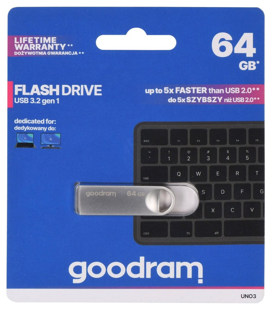 Goodram USB UNO3-0640S0R11 USB-ngle 64 GB USB Type-A 3.2 Gen 1 (3.1 Gen 1) Slv #1