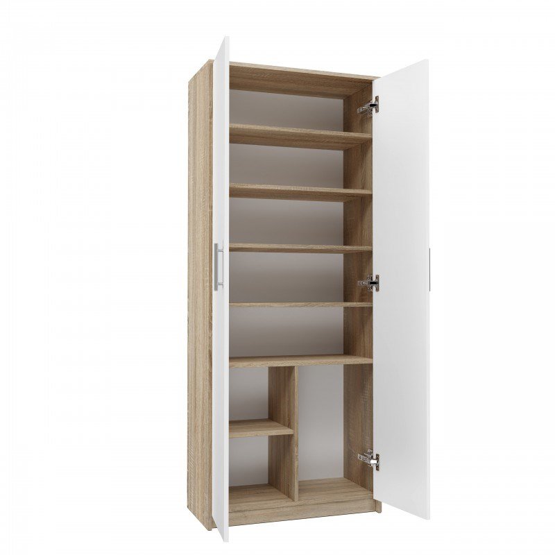Arkivskab OLIV 2D 74x35x180 cm, Sonoma/Hvid #13