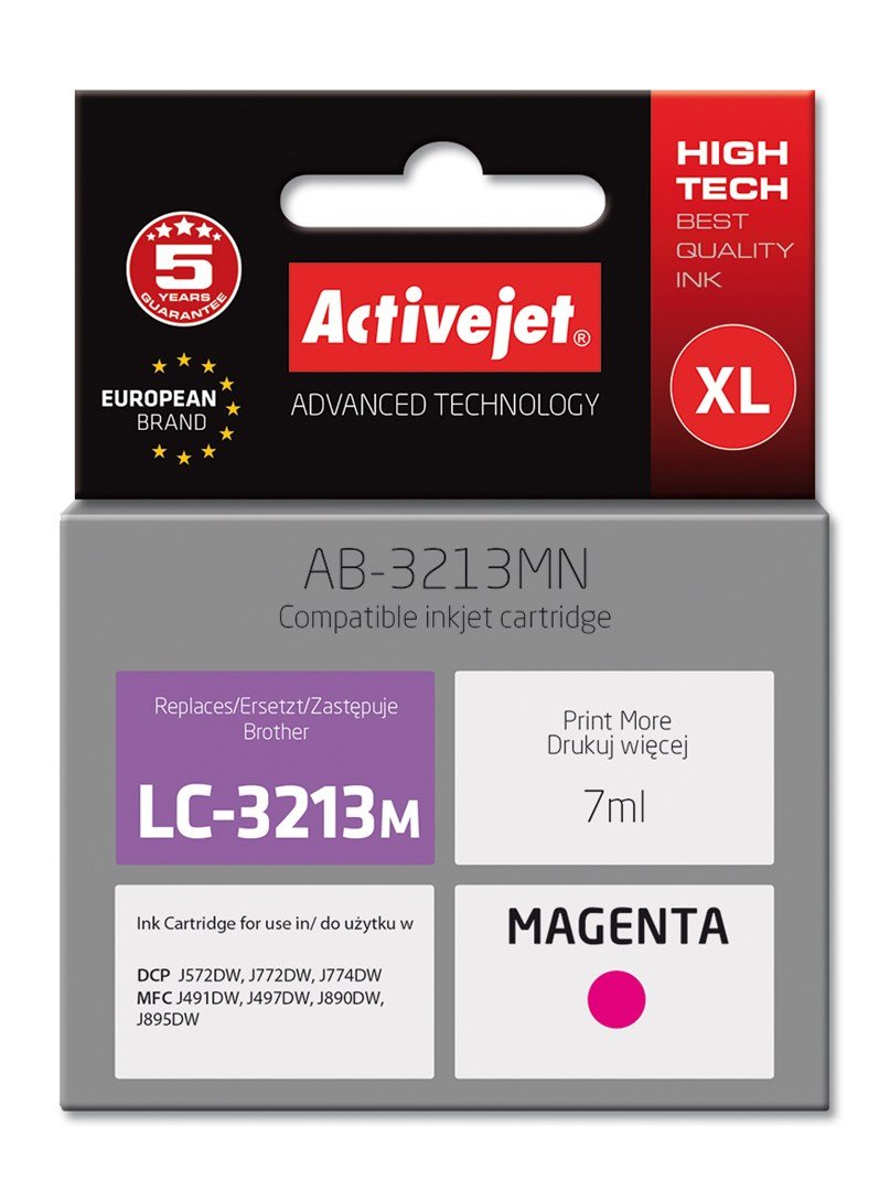Activejet AB-3213MN printerblk til Brother, Brother LC3213M udskiftning; Supreme; 7 ml; magenta #1