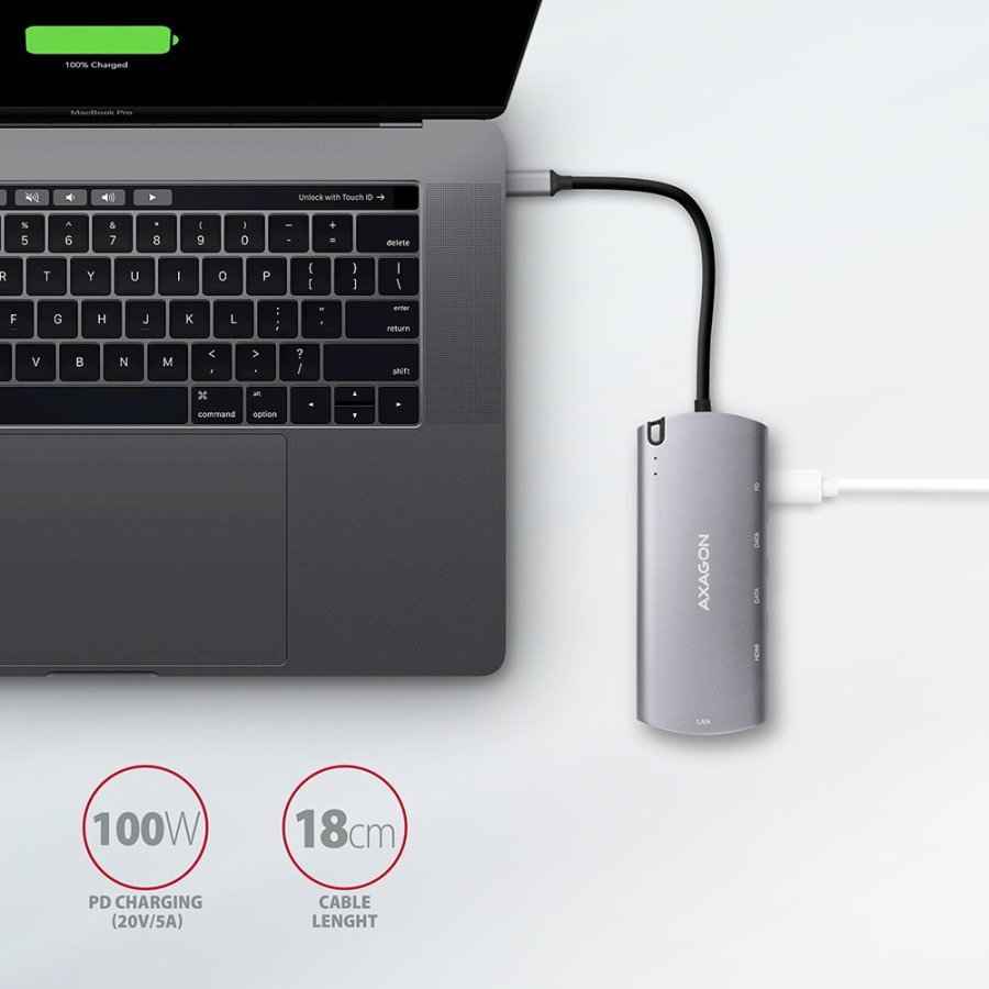 Axagon HMC-6M2 dockingstation Ledningsfrt USB 3.2 Gen 1 (3.1 Gen 1) Type-C Aluminium #5