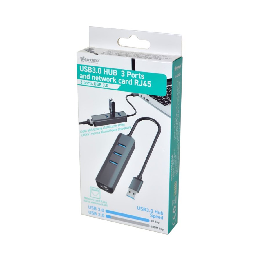VAKOSS HUB USB 3.0 +RJ45 ETHERNET TC-4502X #2