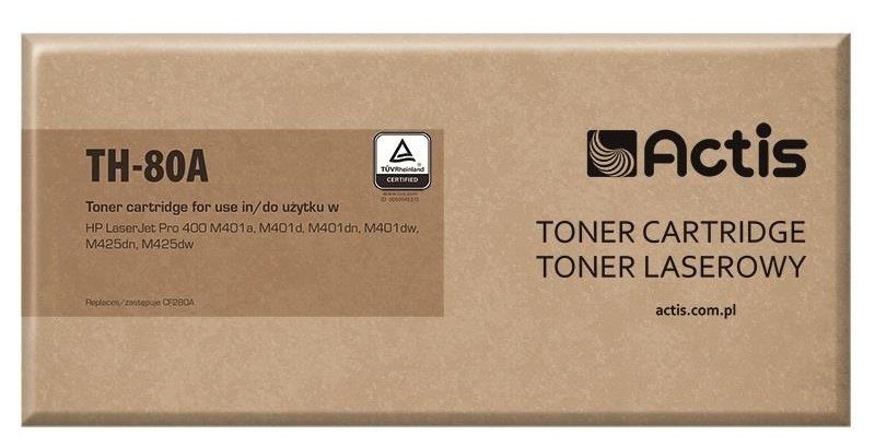 Actis Tonerpatron TH-80A (erstatning HP 80A CF280A; Standard; 2700 sider; sort) #1