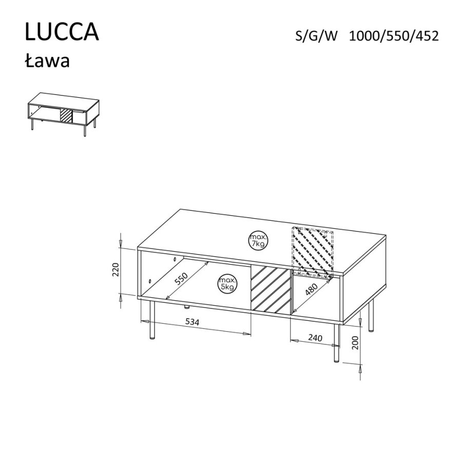 Cama LUCCA 490356 kaffe-, side- & endebord Kaffebord Rektangul�r form 4 ben #3