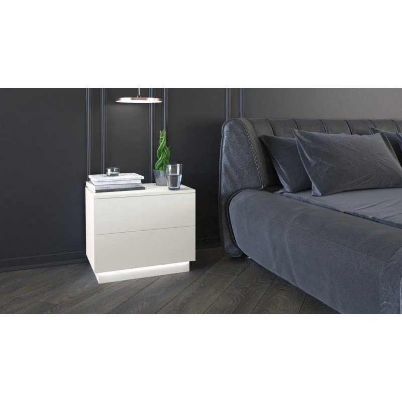 Topeshop S2 BIEL sengelampe & sengebord 2 skuffe(r) Hvid #2