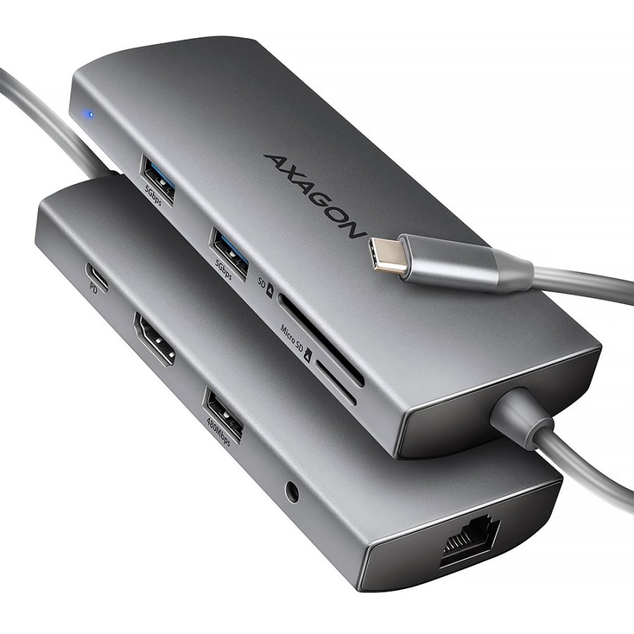 Axagon HMC-8HLSA dockingstation Ledningsfrt USB 3.2 Gen 1 (3.1 Gen 1) Type-C Gr #1