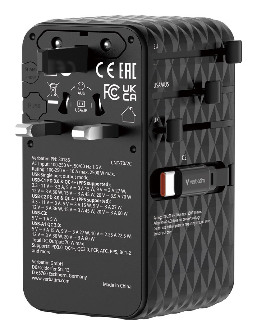 Verbatim 30186 oplader til mobil enhed Universel Sort Vekselstrm Hurtig opladning Indendrs #5