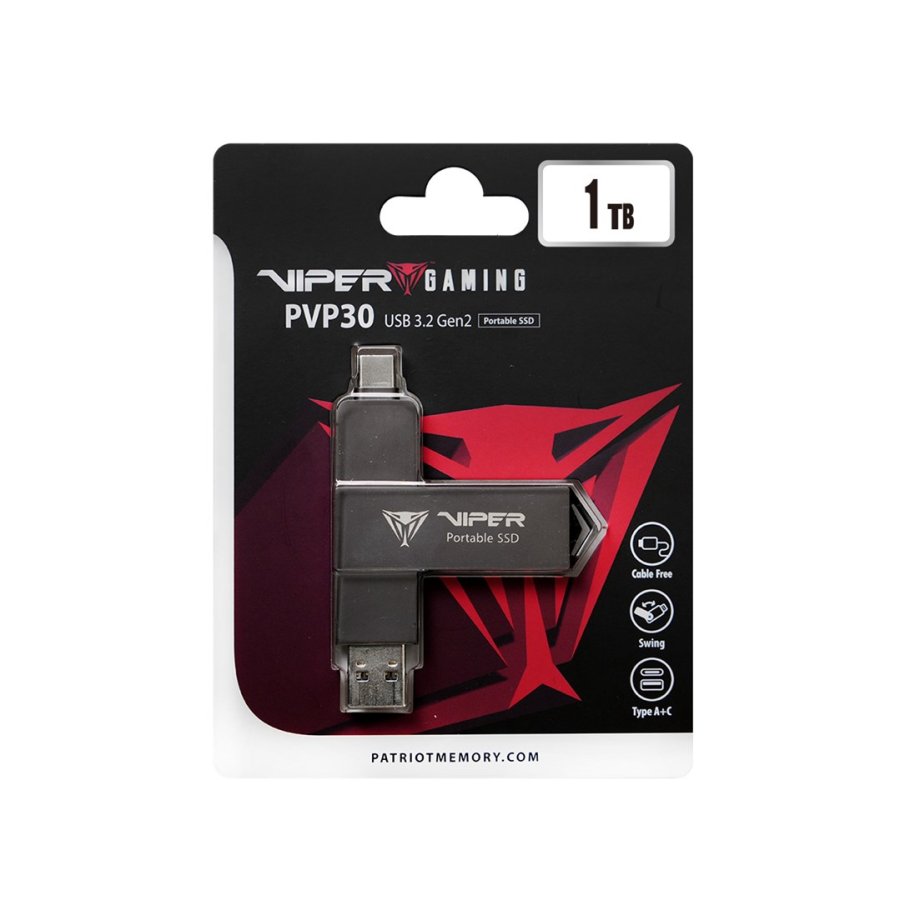 Ekstern brbar SSD Patriot Viper PVP30 Duo Compact 1TB 1000MB/s USB A+C 3.2 Gen2 (PVP301TB28UDG) #5