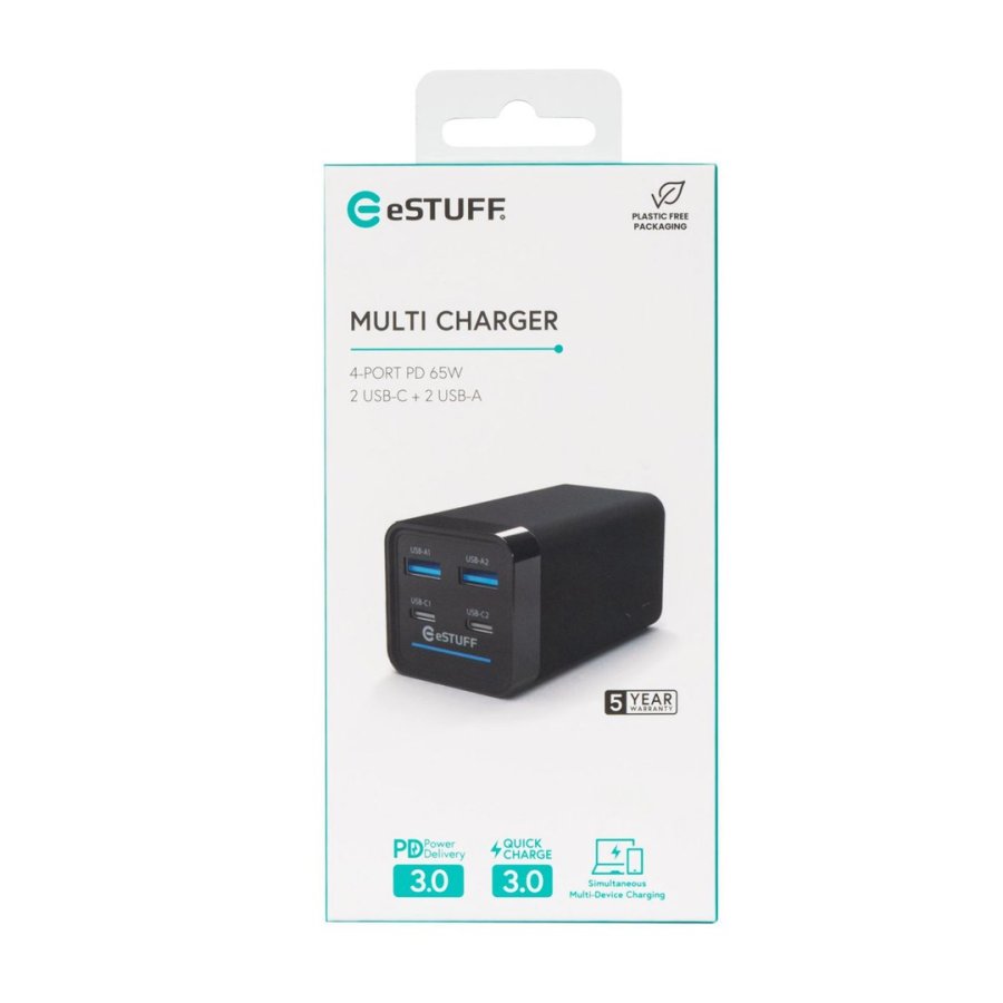 eSTUFF ES635200 oplader til mobil enhed Laptop Sort Vekselstr�m Hurtig opladning Indend�rs #9