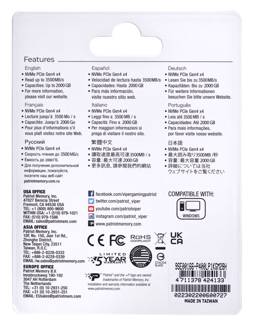 SSD Patriot Viper P400 Lite M.2 PCI-Ex4 NVMe 1000GB #4