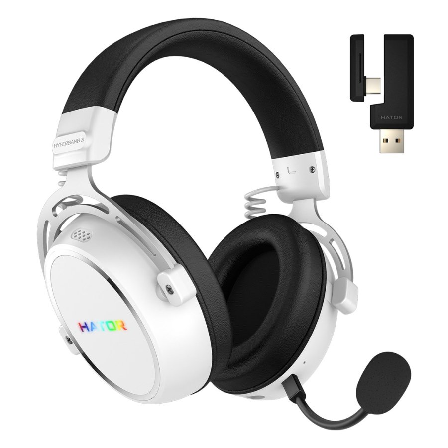 HATOR Hypergang 3 Wireless Headset Tr�dl�s Spil USB Type-C / USB Type-A Bluetooth Hvid #1