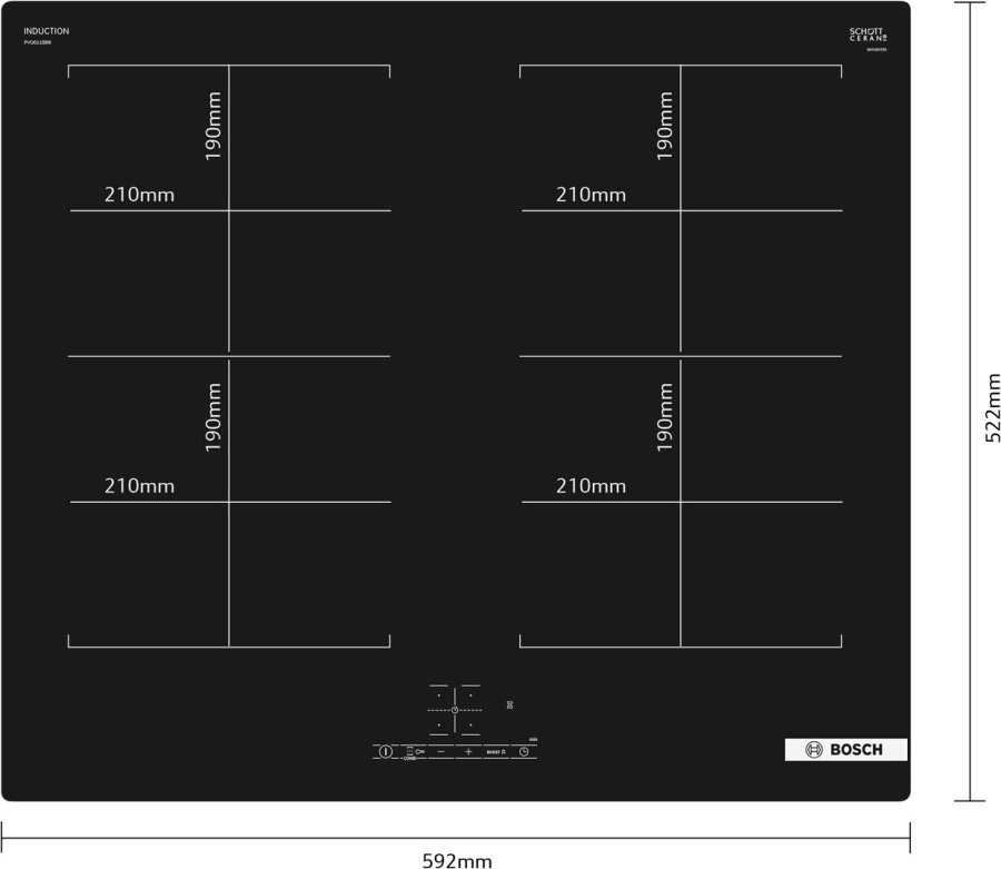 Bosch Serie 4 PVQ611BB6E kogeplade Sort Indbygget 60 cm Zone induktionskogeplade 4 zone(s) #4