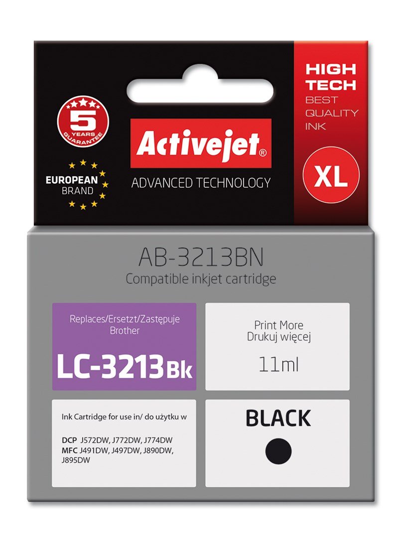 Activejet AB-3213BN printerblk til Brother, Brother LC3213BK udskiftning; Supreme; 11 ml; sort #1