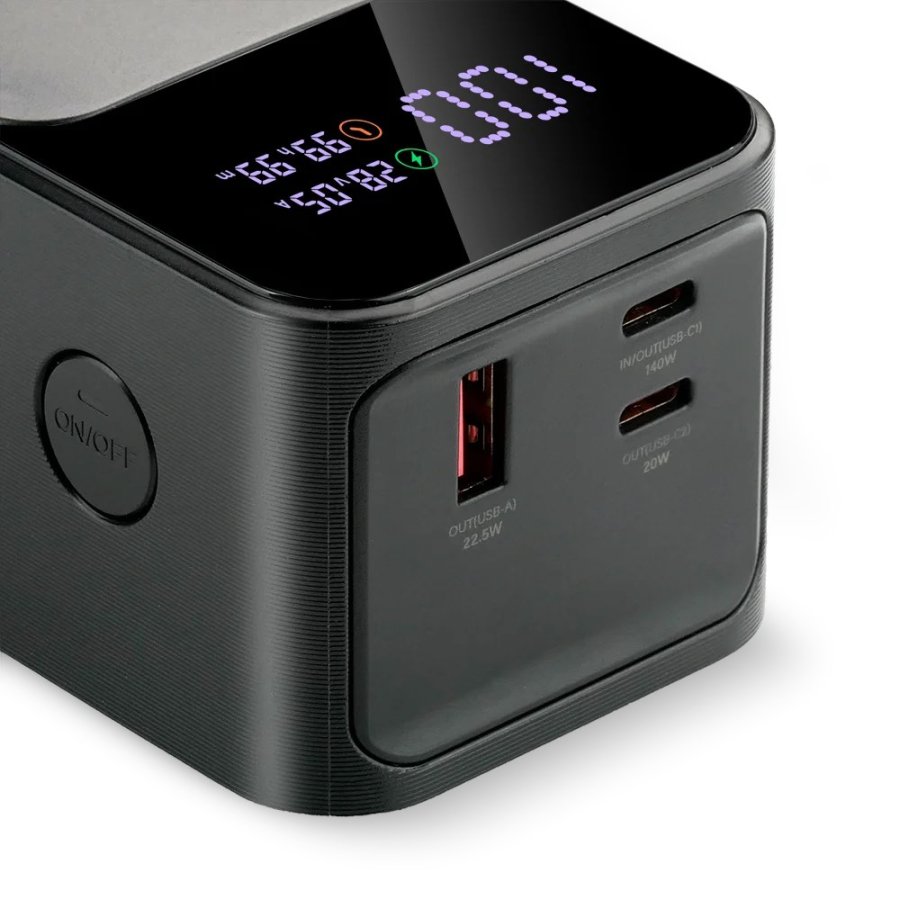 Powerbank 27 000mAh, 1x USB, 2x USB-C, 162,5W, QC4+, flashlight, LCD screen, black #7